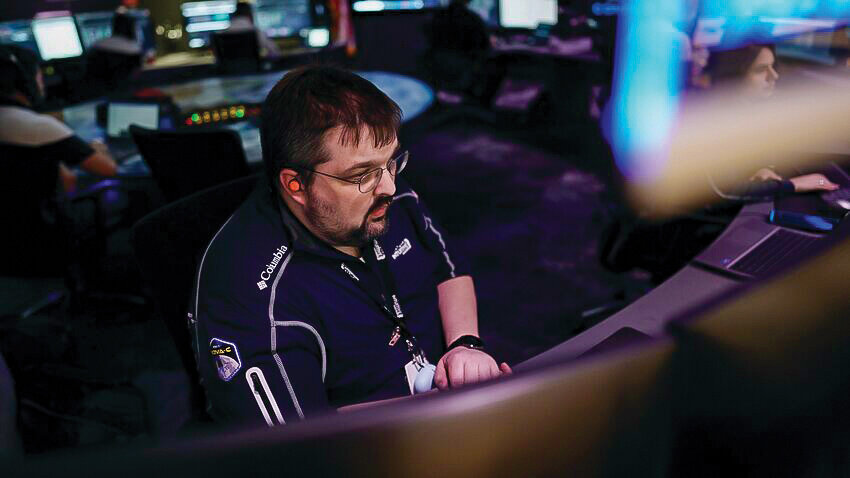 David Johnson working at the Intuitive Machines Nova Control room. Photo Courtesy of Intuitive Machines.